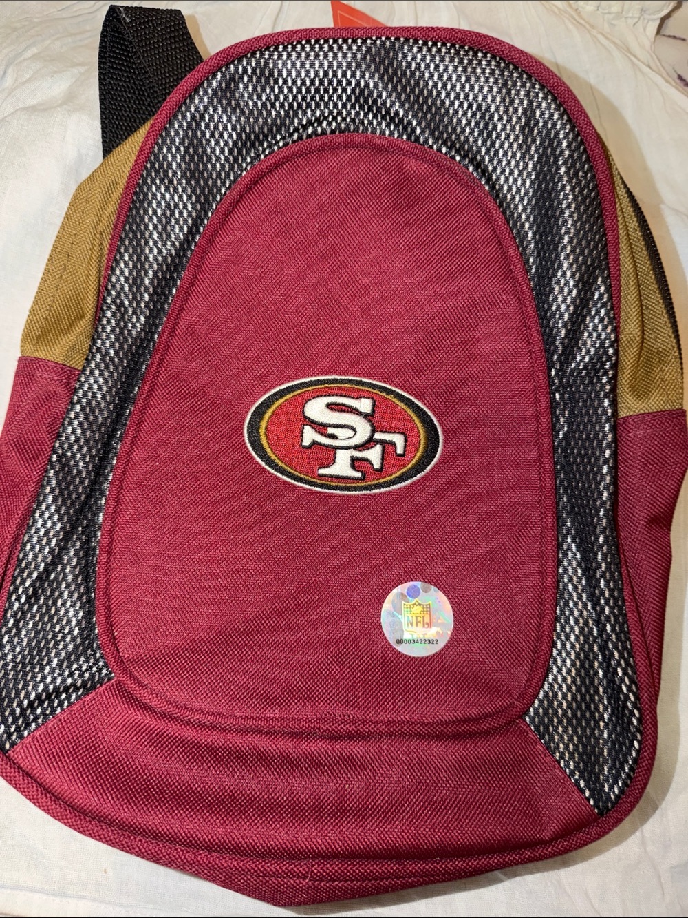NFL Burgundy and Gold San Francisco 49ers Logo Backpack